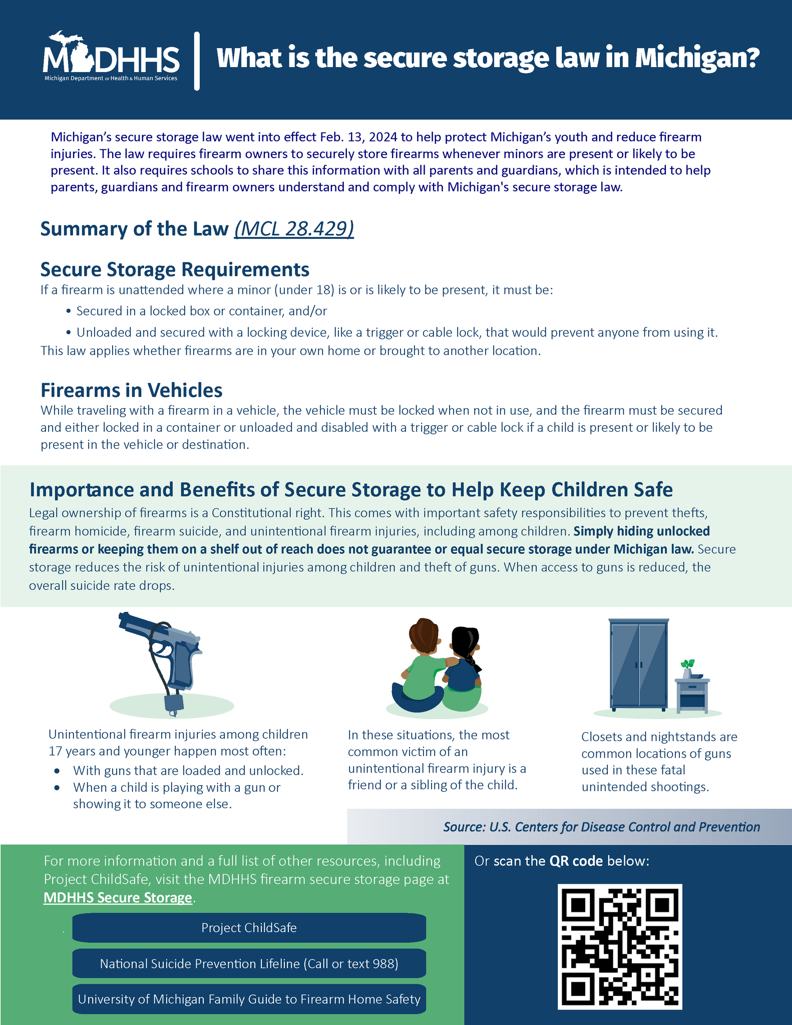 What is the secure storage law in Michigan?